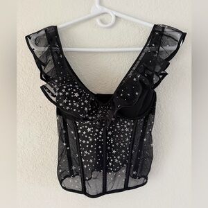 Victoria's Secret Star Glitter Sheer Corset Top - 32C